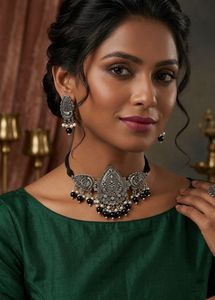 New Exquisite Oxidized Silver Choker Set