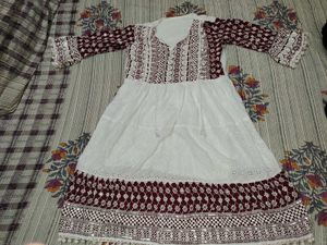 Red chinnakari short kurti