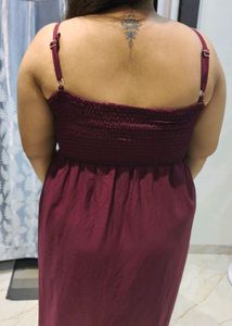 burgundy button up dress