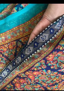 Elegant Teal Floral Saree