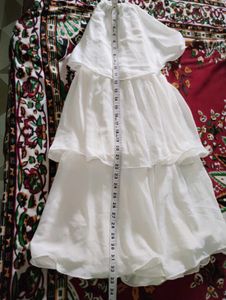 White Tiered Lehenga Choli Set