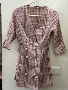 Checked Button-Up Blazer/ Dress
