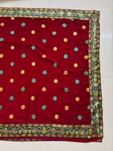 Maroon Embroidered Saree
