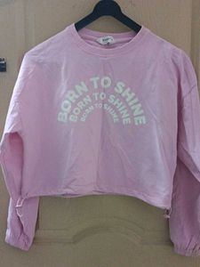 Pink Cropped "Born to Shine" Sweatshirt