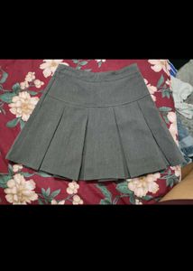 Pleated Grey Mini Skirt