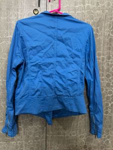 Vibrant Blue Asymmetrical Zip Jacket