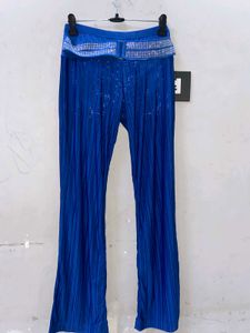 Sparkling Blue Wide-Leg Pants