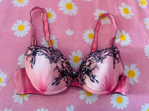 Lace Trimmed Pink Bra