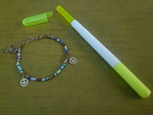 Colorful Beaded Smiley Bracelet &amp; Highlighter Pen