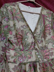Paisley Print Mini Dress with Flare Sleeves