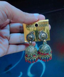 Traditional Ethnic Antique Gold Peacock Jhumkas wi