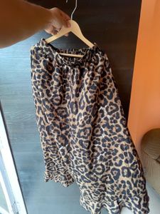 Leopard Print Flowy Midi Skirt
