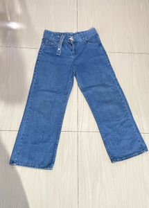 Wide Leg Denim Jeans with Belt