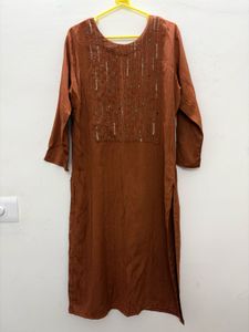 Elegant Brown Embellished Kurta