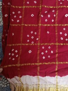 Beautiful Red &amp; Gold Bandhani Dupatta