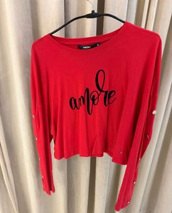 Red "Amore" Graphic Long Sleeve Top