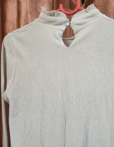 Ruffled Mock Neck Long Sleeve Top