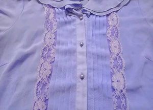 Chic Lavender Lace Trim Blouse