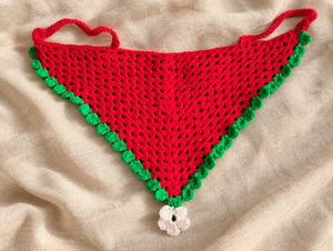 Red Crochet bandhana with Green Trim