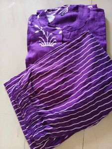 Purple Floral Print Kurti Sets Xxl Available