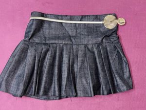 Pleated Grey Mini Skirt