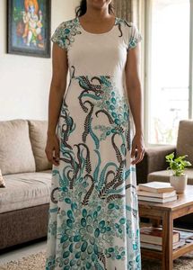 White & Blue Maxi Dress