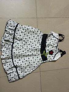 Cute Floral Print Dress with Rose Applique