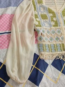 Boho Crochet Cardigan with Sheer Sleeves