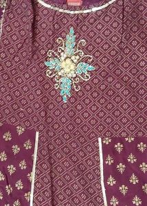 Maroon Ethnic Gown with Embellished Neckline