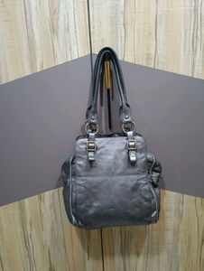 Stylish Grey Leather Shoulder Bag