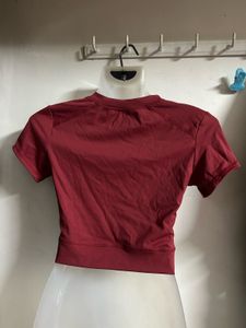 Red Cropped Short Sleeve Top