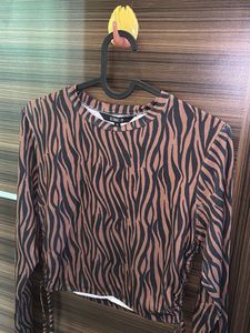 Stylish Zebra Print Long Sleeve Top