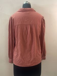Dusty Rose Collared Button-Up Top
