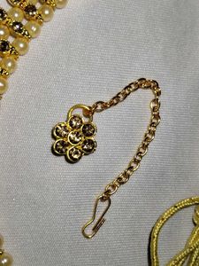 Elegant Gold Pearl Necklace &amp; Earring Set