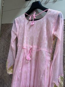 Pink &amp; Gold Embroidered Anarkali