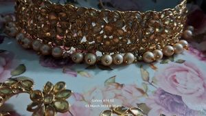Alloy Gold Plated Pearls Choker