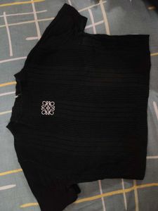 Stylish Black Ribbed Cropped Top