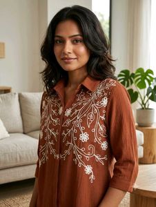 Embroidered Rust coloured Tunic