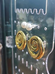 Gold Spiral studs &amp; Pearl Earrings