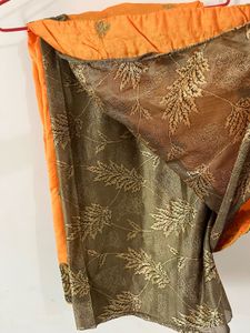 Elegant Orange Embroidered Silk Saree