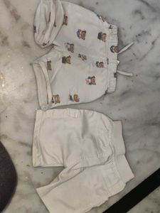 Cute Bear Print Shorts Set