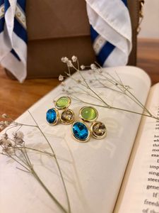 Blue &amp; Green Gemstone Stud Earrings