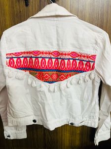 White Embroidered Bohemian Style Jacket