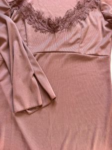 Elegant Long Sleeve Lace Trim Dress
