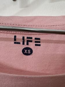 Pink Striped Sleeve Cropped T-Shirt