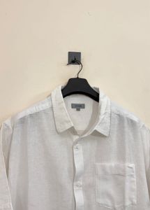 Men's White Linen Short Sleeve Shirt