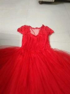 Red Lace &amp; Tulle Gown