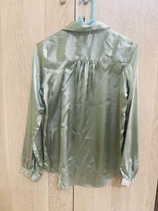 Silky Green Button-Up Shirt