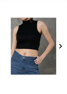 Sleeveless Mock Neck Crop Top