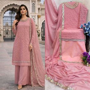 Elegant Pink Embroidered Kurta Set with Dupatta